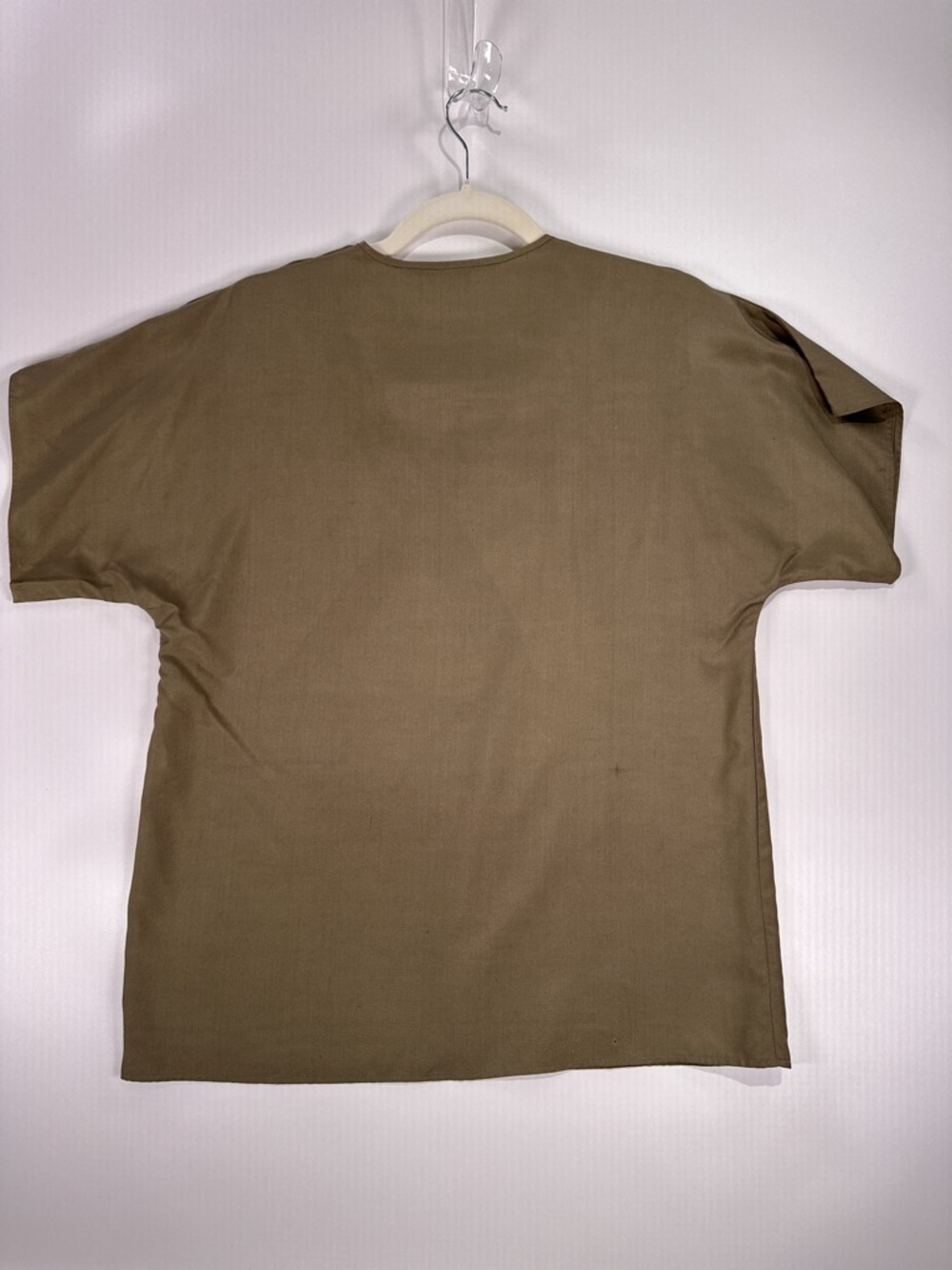 Courtney Rhodes Vintage 100% Fuji Silk Button Top Khaki 6 - Picture 4 of 7